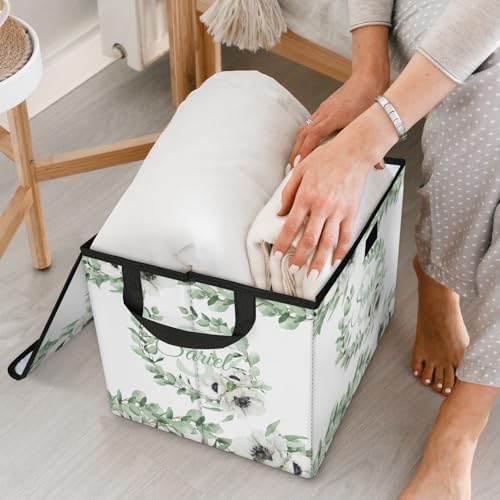 Leaf Storage Bin with Lid Personalized Storage Baskets for Organizing Foldable Closet Organizers with Handles,Cute Basket for Boys Girls for Clothes Blanket Pet Dog Toy Basket Storage (1 Pack)