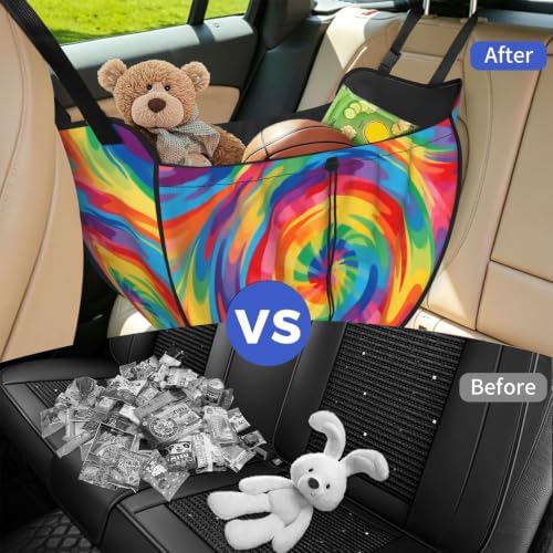 Colorful vortex Car Seat Organizer-Backseat Storage Bag for Travel | Waterproof Durable. Holds Snacks Gear Essentials. Fits Most Cars.