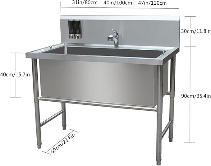 Dog Grooming Tub - Stainless Steel Pet Washing Station for Large Dogs, 40in Bath Shower Sink for Home Use, Professional Grooming Setup,C-A