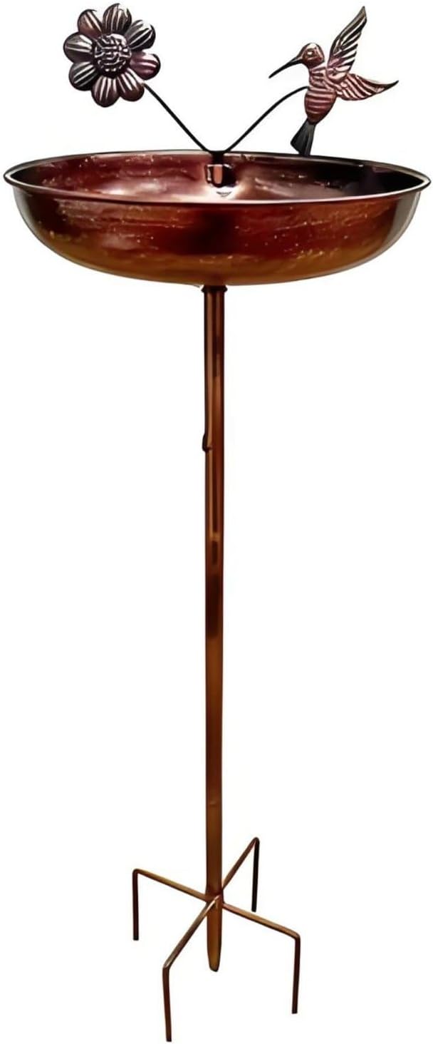 Bronze Bird Bath Basin Feeder Stand Wrought Iron Outdoor Bowl Pedestal with Flower Accents for Birds to Drink Bathe and Gather Suitable for backyards patios lawns and Flower beds