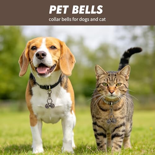 SCENEREAL 2 Pack Copper Bells for Dog Collars with Snap Clips, Extra Loud Pet Pendant Accessories Training Collars Charm for Track Your Pet, Save Birds Wildlife, Cat Cow Bear Jingle Bells
