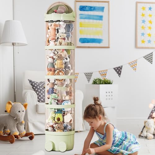 Vertical Toy Tube, Stuffed Animal Holder, Clear Display Cube | Storage Tube, Space-Saving Toy Organizer For Bedroom