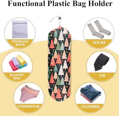 Christmas Tree Grocery Bag Holder and Dispenser Christmas Plastic Bags | Organizer Garbage Shopping Trash Bags Storage for Kitchen Home Housewarming Gifts for Women Friends
