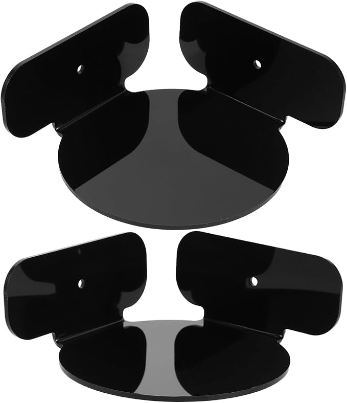 ABOOFAN 2pcs Security Camera Wall Shelf and Speaker Mount Bracket for Home, Black Circular Corner Wall Router Holder for Monitor Storage and Small Organization