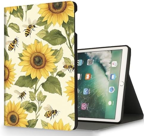 for Microsoft Surface Go 4/3/2/1-10.5" 2021 Tablet Case,Auto Wake/Sleep,Adjustable Stand Protective Cover - Sunflower Bee