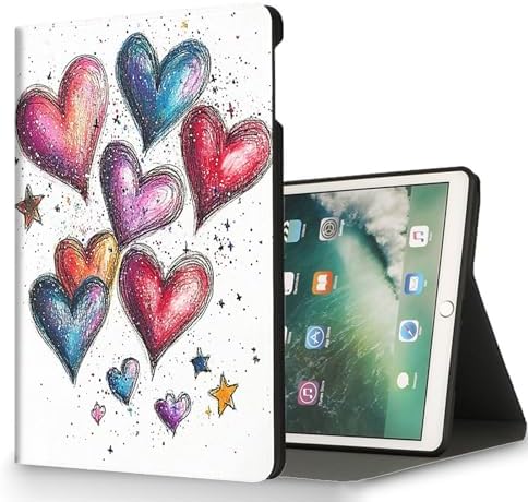 for Microsoft Surface Pro X/Pro X Plus-13 2019/2020/2021/2024 Tablet Case,Auto Wake/Sleep,Adjustable Stand Protective Cover - Colorful Heart