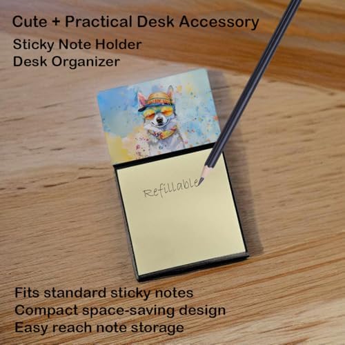 Caroline's Treasures Alaskan Klee Kai Hippie Dawg Sticky Note Holder Refillable Dispenser Self-Sticky Note Pads, Memo Pads Blank Desk Accessories