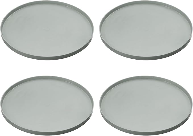 Cat Food Mat, 7x7 Inch Silicone Pet Feeding Mat Non-Slip Round Waterproof Dog Water Bowl Tray Raised Edge Protects Floors (2Pcs, Gray), Intended for Pets Bowl/Fountain