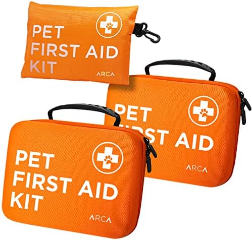 ARCA PET First Aid Kit 3 Piece Set - Each for Home, Car & Travel. Dog First Aid Kit with Thermometer, Tick Remover Kit & Many More