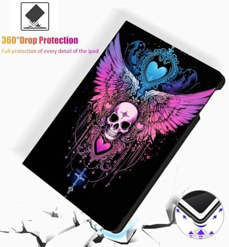 for Microsoft Surface Pro 8-13" 2021 Tablet Case,Auto Wake/Sleep,Adjustable Stand Protective Cover - Skull Wings