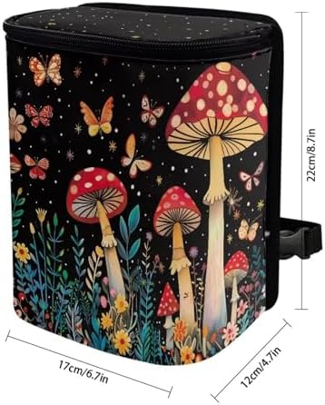 Butterfly Mushroom Car Trash Can with Lid car Accessories Leak Proof Car Trash Bag Hanging Car Garbage Can Multipurpose Storage Container for Back Seat Road Trip