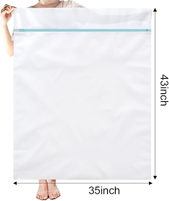 OTraki 2 Pack Extra Large Laundry Mesh Bag 43 x 35 Inch Mesh Laundry Bag Zippered Big Net Bag for Blanket Sweater Coat Bedding Sheet in Home Dorm Hotel Don't Drying, Melting 140-176℉, White | Zippered Big Net Bag for Blanket Sweater Coat Bedding Sheet ...