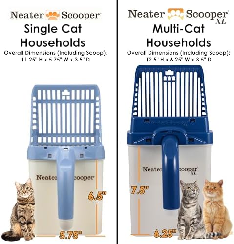 Neater Pet Brands Neater Scooper XL Cat Litter Scoop, 60 Refill Bags – Extra-Large Capacity Mess-Free Cat Litter Scooper with Bag for Large & Multiple Cats, Spill-Proof Litter Box Scooper with Holder
