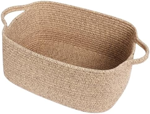 Cute Brown Gift Basket, Woven Baskets for Gifts Empty, Cotton Rope Storage Bin for Organizing, Decorative Dog Toy Box, Baby Nursery Organizer, Wicker Easter Basket with Handle, Room Decor