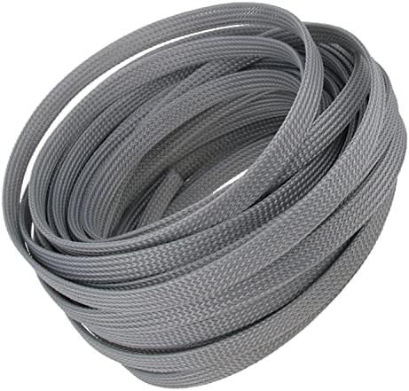 Bettomshin 1Pc 32.8Ft(10m) Cable Management Sleeve, 5/16"(8mm) Width PET Grey Cord Protector, Wire Loom Tube Insulated Split Sleeving for USB Cable Power Cord Organizer Video Cable Hider