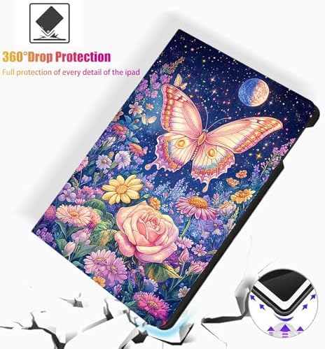 for Microsoft Surface Pro 11/10/9-13" 2024/2022 Tablet Case,Auto Wake/Sleep,Adjustable Stand Protective Cover - Butterfly Flower