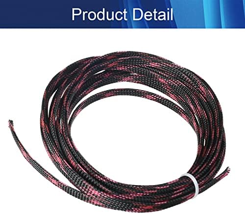 Jutagoss PET Expandable Braided Cable Sleeve, 16.4ft - 1/4 inch Black Pink Cable Management Sleeve, Wire Loom Tube Cord Protector for USB Cable, Power Cord, Audio Video and More, 1Pc