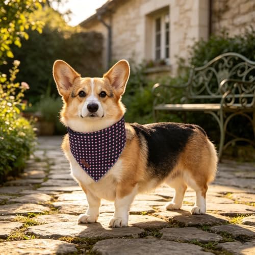 Black Pink Polka Dog Bandana, UP URARA PUP Puppy Bandana for Small,Medium Dog, Spring Summer Cotton Triangle Bid Scarf Dog, Pet Kerchief for Girl Female Dogs or Cats, Fancy Fall Classic Dog Bid Scarf