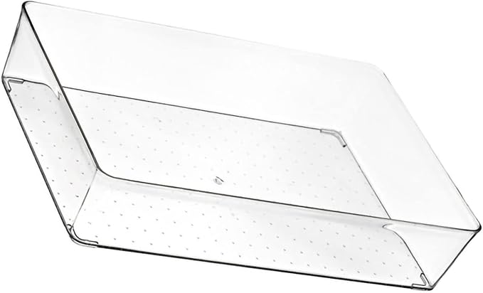 Clear PET Drawer Storage Dividers Stackable Transparent Trays for Kitchen Bathroom Office Multi Compartment Drawer Box 8 (Large Square Box)