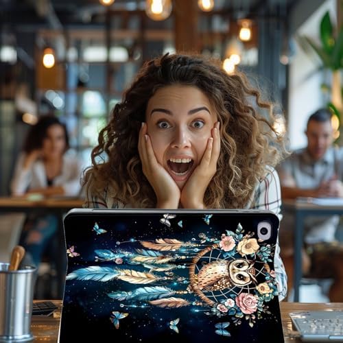 for Microsoft Surface Pro 7 Plus,Surface Pro 7/6/5/4 12.3" Tablet Case,Auto Wake/Sleep,Adjustable Stand Protective Cover - Owl Dreamcatcher