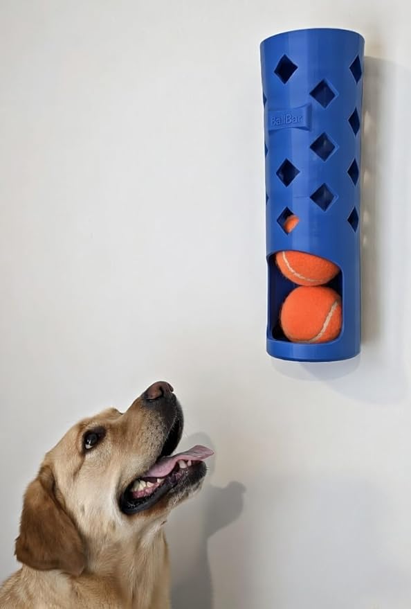 Wall Mounted Tennis Ball Holder for Dogs | Weatherproof ASA Dog Ball Storage for Garage, Patio, Mudroom or Porch - Fits Ball Launchers & Chuckers - Made in USA