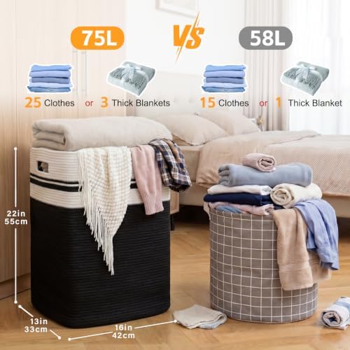OIAHOMY Laundry Hamper Collapsible Laundry Basket Clothes Organizer Black
