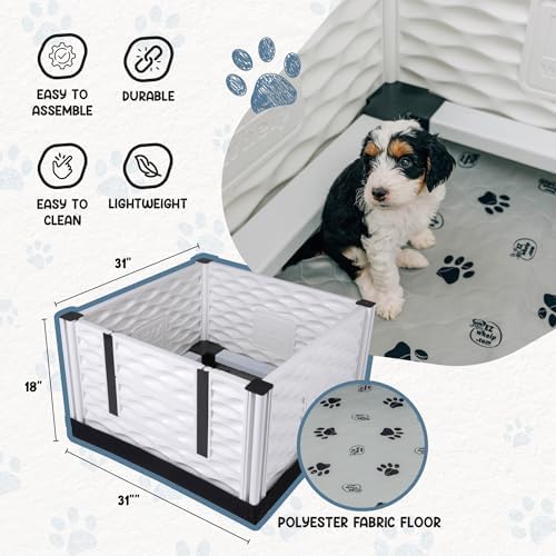 EZclassic Dog Whelping Box - Washable Pee Pad, Small 28"x28"x18" | Padded whelping box for puppy supplies and newborn care, includes protective rails and black pad for easy cleaning