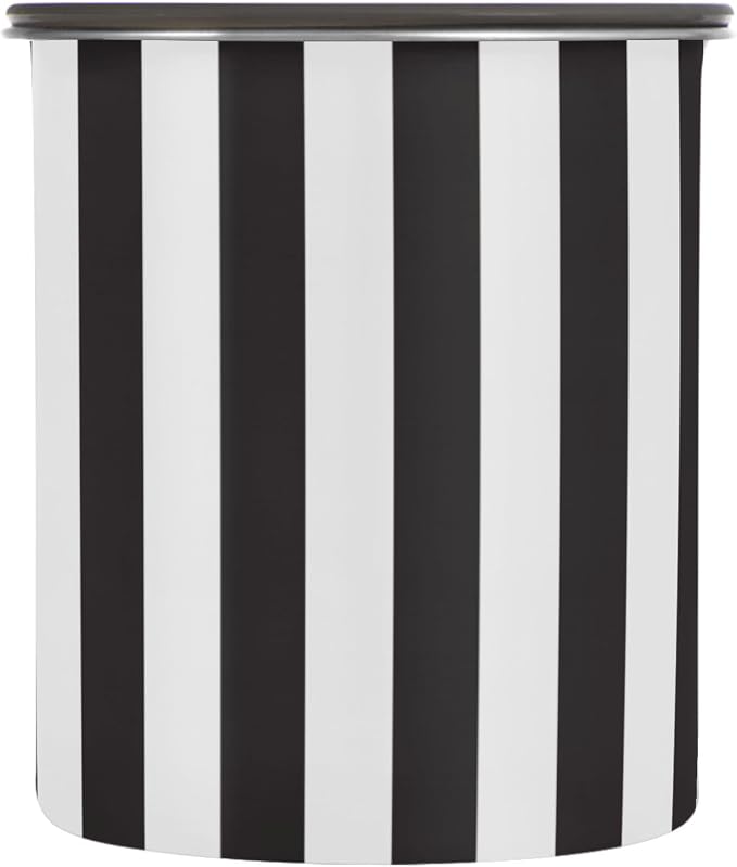 Black and White Stripes Airtight Food Canister, 30oz Stainless Steel Storage Jar for Coffee Beans Tea Grains Snacks, Kitchen Organizer Decor