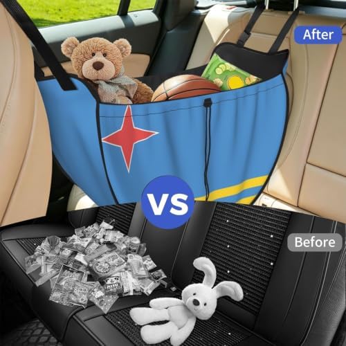 Flag of Aruba Car Seat Organizer-Backseat Storage Bag for Travel | Waterproof Durable. Holds Snacks Gear Essentials. Fits Most Cars.