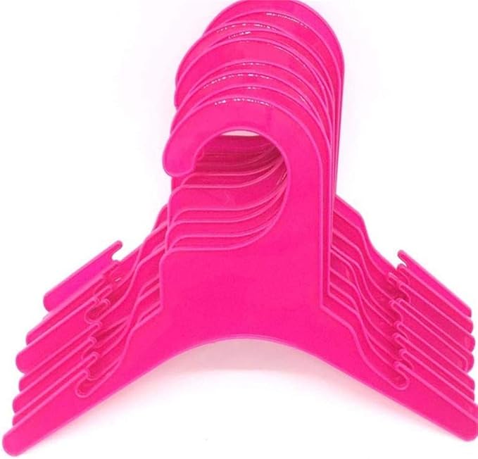 Pet Clothing Hanger, 10PCS Plastic Anti-Skid Dog Puppy Cat Clothes Clothing Rack for Small Animals (Pink, L)