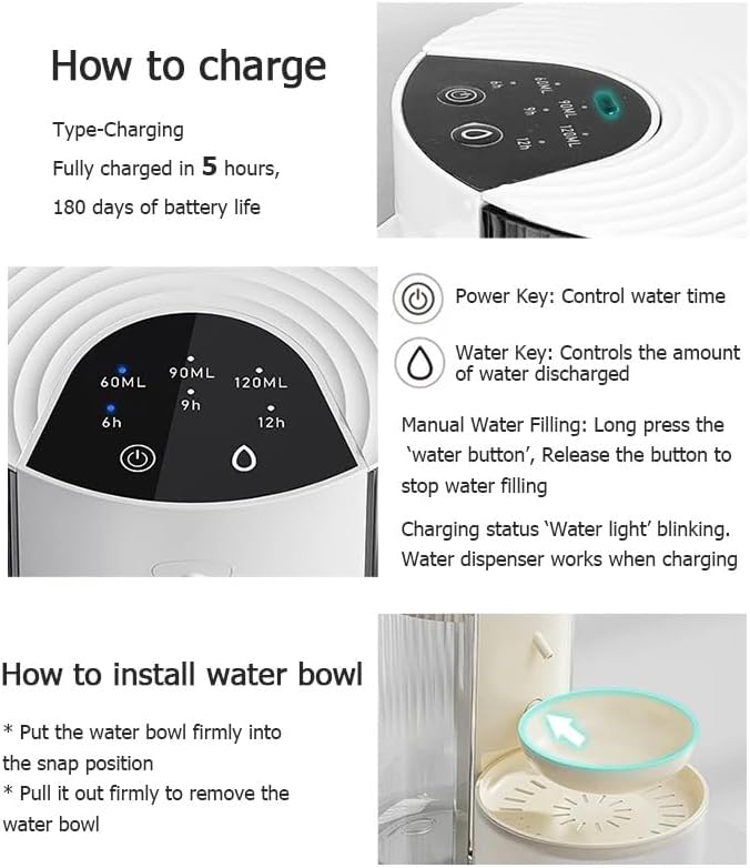 Wireless Cat Water Fountain Cordless No Filters, 4.5L Automatic Wastewater Separation Pet Water Fountains for Cats Indoor, Quiet Cat Dog Water Dispenser Rechargeable Kitty Drinking Fountains for Pets