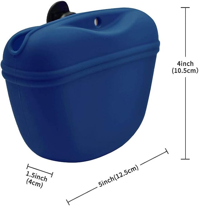 AUDWUD Silicone Dog Treat Pouch with Clicker Magnetic Closure Secure Clip | Upgraded clip keeps your treat pouch secure during training.Magnetic closure allows fast one hand access.Includes dog click