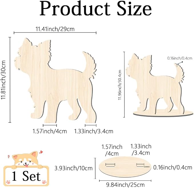Pet Clothing Display Stand 11.8 x 11.4 x 0.2 Inch Dog Mannequin Display for Clothes Scarf Bandana Wood Dog Silhouette Stand for Pet Store Shops Window Show Photography Prop Home Decoration