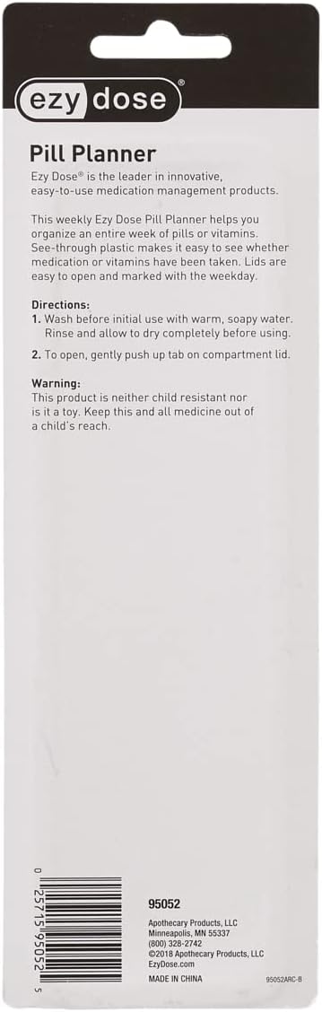 Ezy Dose Weekly (7-Day) Pill Organizer, X-Large Medicine Planner, Green