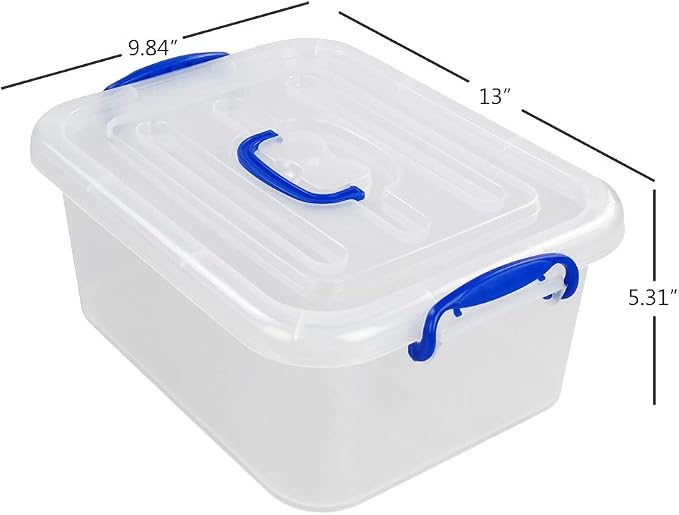 8 Liter Clear Plastic Storage Bins, 2 Packs Storage Boxes with Lids