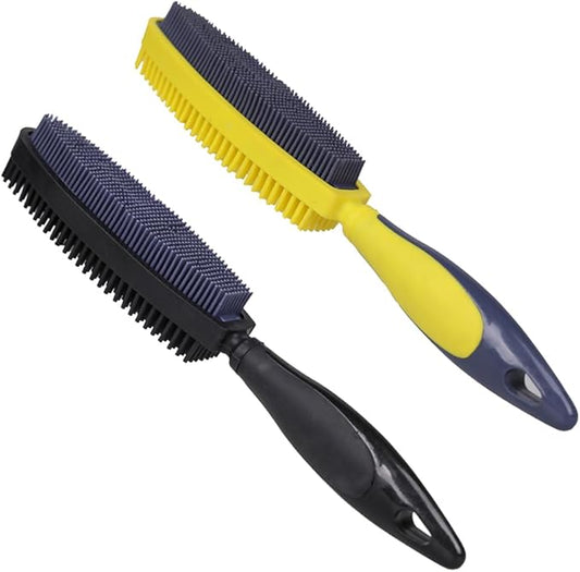 Rubber Pet Hair Removal Brush, Dogs Cats Hair Lint Remover Tool Massage Bath Comb Brush for Cleaning and Grooming (Yellow and Black)