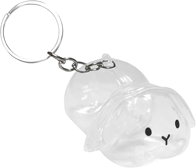 Colaxi Pet Bottle Keyring Rabbit Shaped Keepsake Portable Cute Transparent Pet Hair Holder Bag Charm