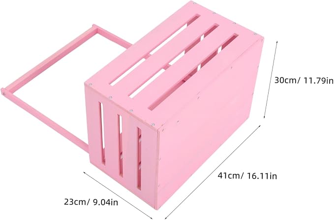 UPKOCH Wooden Storage Crate with Handle Versatile Organizer for Shower Newborns Dolls Pets Space Efficient Pink Storage for Parents