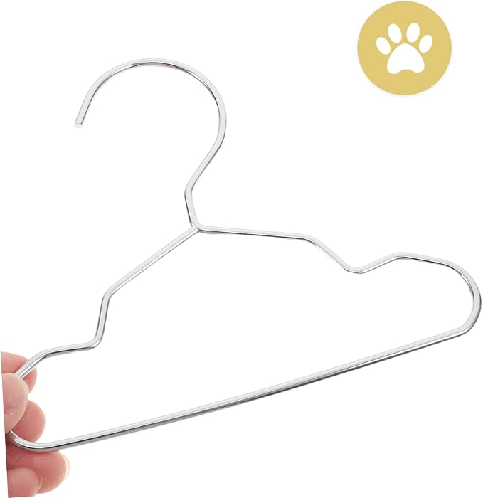 Hemobllo 10 Piece Steel PET Clothing Hangers for Apparel Storage Silver | Space-saving Design, Universal Fit, Versatile Usage, for PET Shops and Homes, Sleek Silver Finish