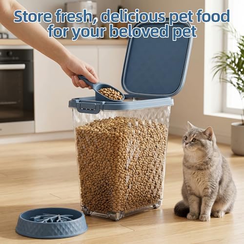 DRATO Pet Food Storage Containers, 2-Pack 60LBS Capacity Resin Dog Food Container with Airtight Lid, Transparent Body, Sturdy & Durable, Versatile Pet Food Bin for Indoor Dog Food Storage