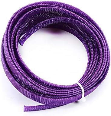 Bettomshin 1Pc 16.4Ft(5m) Cable Management Sleeve, 3/8"(10mm) Width PET Purple Cord Protector, Wire Loom Tube Insulated Split Sleeving for USB Cable Power Cord Organizer Video Cable Hider