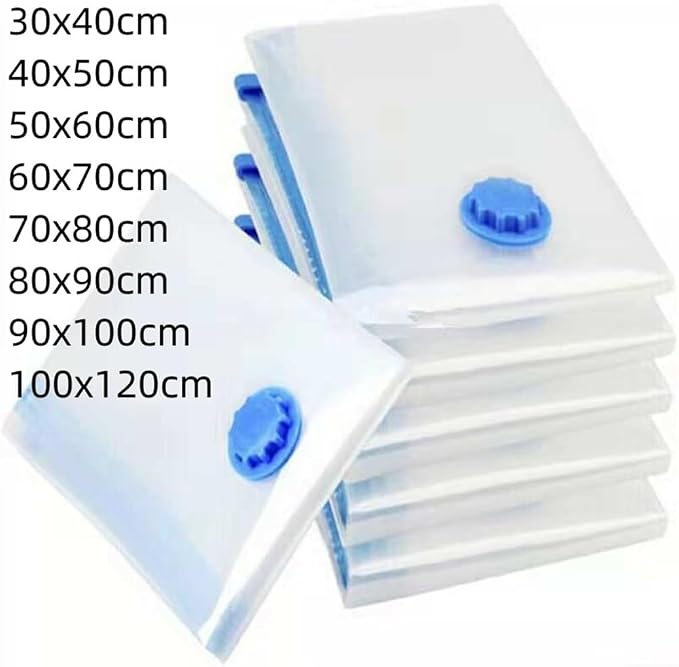 Transparent Vacuum Storage Bags for Clothes, Folding Compressed Space Saving Organizers, Large Size for Comforters, Blankets, Pillows, Seasonal Clothing, 7 Wire Thickness(50x60cm)