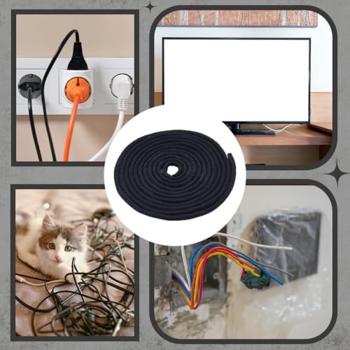 UNICRAFTALE Cable Wrap Cord Protector from Cats Dogs 5m Black Flexible Cable Sleeve for Cable Management Polyester Cable Cord Organizer Protect Cords from Pets for TV Computer Home Theater Office