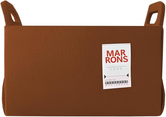 Collapsible Felt BROWN Storage Bin Medium 11"x7.1"x7.1" – Foldable Basket with Handles for Closet, Toy Storage, Laundry Room Organization, Decorative Storage Bins for Shelves, Cube Storage
