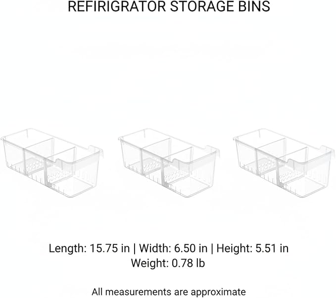 Clear PET Refrigerator Storage Bins - Stackable Produce Organizer for Fridge Drawers & Shelves, Durable Food Container (1 Pack)