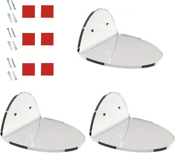 3pcs Acrylics Wall Mounted Shelves Accessory for Security Cameras Baby Monitors and Speakers Clear Storage Brackets