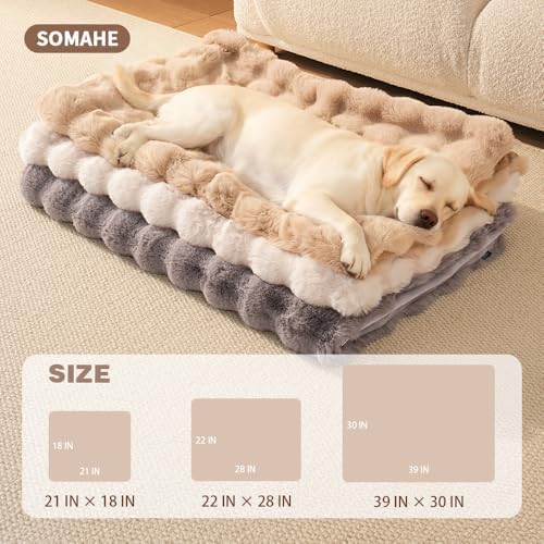 SOMAHE Dog Blanket for Couch Bed, Soft Faux Fur, Large 39x31 Milky White