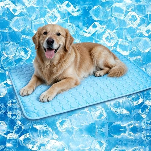 Portable Dog Cooling Mat, Q-Max 0.4 Non Slip Washable Pet Bed Pad | Fortable Washable Cooling Mat for Dogs, Fits Small Medium Large Dogs Cats Indoor Outdoor Use Heat Relief Pet Cool Bed