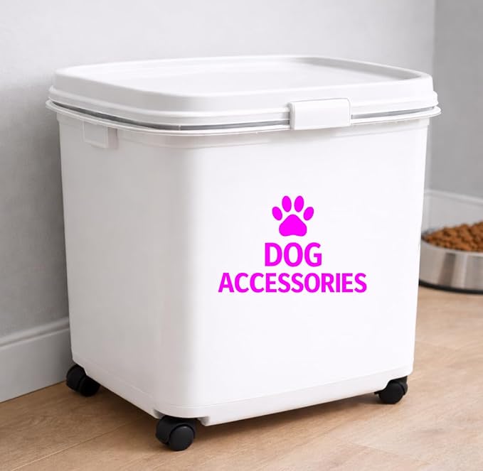 Dog Accessories Decal – Storage Label Sticker for Pet Organizer Bin Container (Pink)