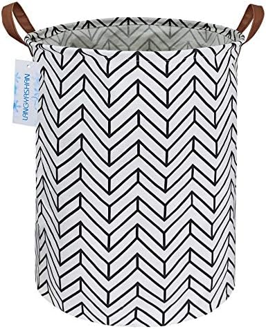 Round Laundry Basket Collapsible Storage Hamper Organizer Geometric Circle | Waterproof Canvas Foldable Baskets with sturdy Handles Multi-scene Organizer for Home Play Bedroom Gift Bin